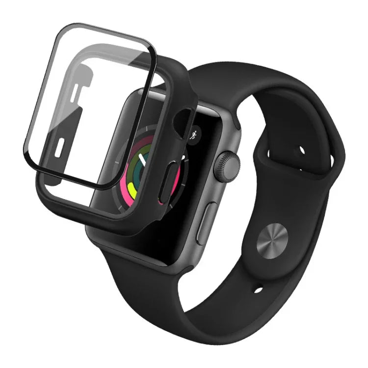IMAK 防震 PC 保護殼附鋼化玻璃膜，適用於 Apple Watch Series 6 & SE & 5 & 4 44mm，Apple Watch Series 3 & 2 & 1 42mm，Apple Watch Series 6 & SE & 5 & 4 40mm，Apple Watch Series 3 & 2 & 1 38mm