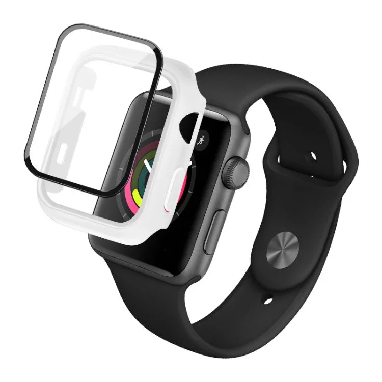 IMAK 防震 PC 保護殼附鋼化玻璃膜，適用於 Apple Watch Series 6 & SE & 5 & 4 44mm，Apple Watch Series 3 & 2 & 1 42mm，Apple Watch Series 6 & SE & 5 & 4 40mm，Apple Watch Series 3 & 2 & 1 38mm