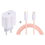 SDC-20W PD USB-C / Type-C 旅行充電器 + 1米 12W USB-C / Type-C 轉 8 Pin 數據線組合，EU插頭，US插頭