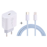 SDC-20W PD USB-C / Type-C 旅行充電器 + 1米 12W USB-C / Type-C 轉 8 Pin 數據線組合，EU插頭，US插頭