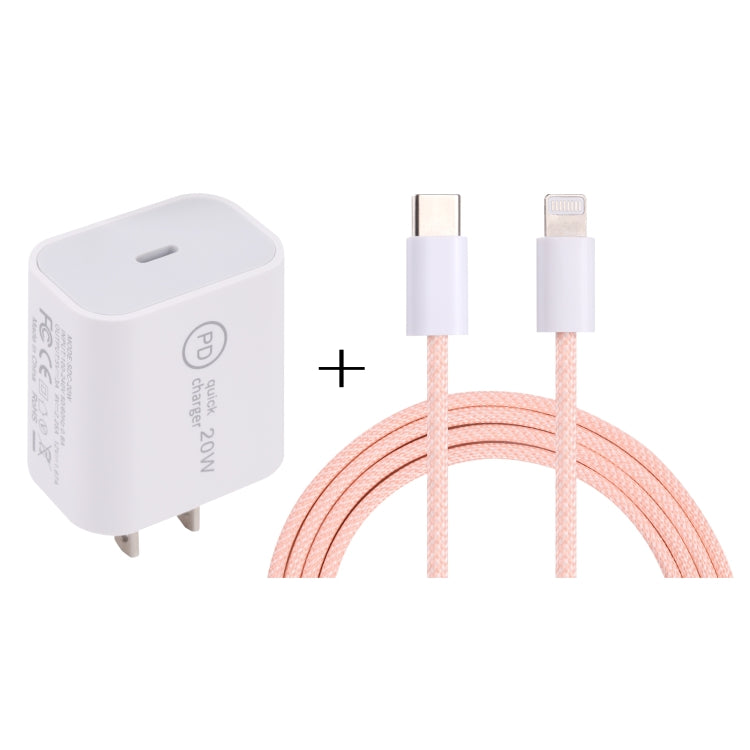 SDC-20W PD USB-C / Type-C 旅行充電器 + 1米 12W USB-C / Type-C 轉 8 Pin 數據線組合，EU插頭，US插頭