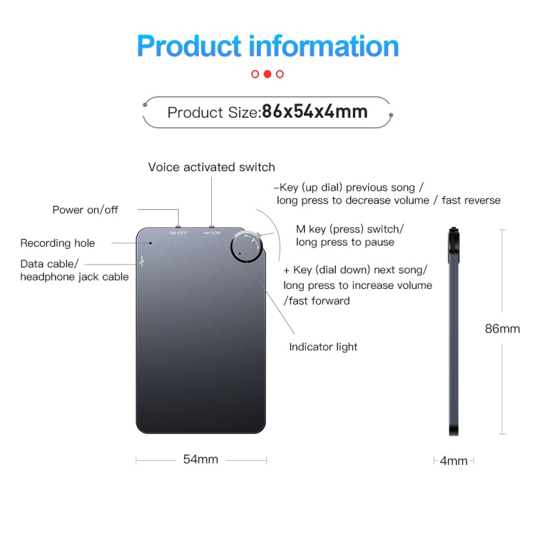 K2便攜超薄卡片語音錄音筆，4GB，8GB，16GB，32GB