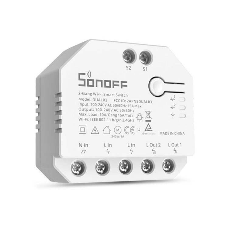 Sonoff DUALR3 雙路控制WiFi智慧開關模組，DUALR3