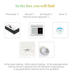 BHT-005-GC 220V AC 3A 智慧家用加熱恆溫器，歐規盒裝，僅內部感應器控制鍋爐加熱，BHT-005-GC
