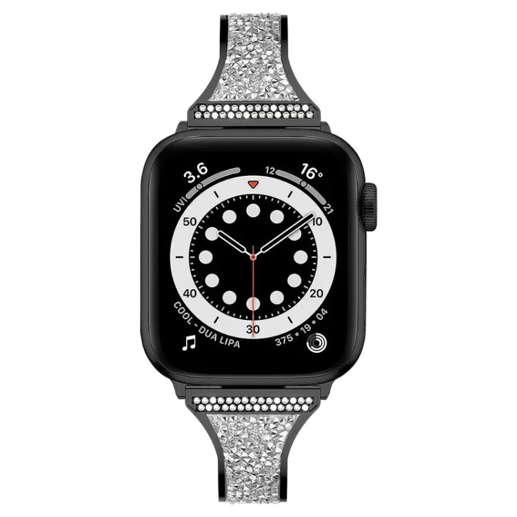 鑲鑽皮革錶帶，適用於 Apple Watch 系列，7 41mm / 6&SE&5&4 40mm / 3&2&1 38mm，7 45mm / 6&SE&5&4 44mm / 3&2&1 42mm