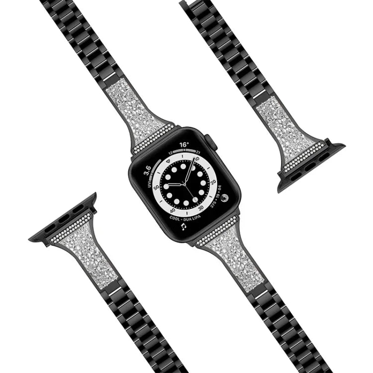 鑲鑽皮革錶帶，適用於 Apple Watch 系列，7 41mm / 6&SE&5&4 40mm / 3&2&1 38mm，7 45mm / 6&SE&5&4 44mm / 3&2&1 42mm