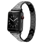 鑲鑽皮革錶帶，適用於 Apple Watch 系列，7 41mm / 6&SE&5&4 40mm / 3&2&1 38mm，7 45mm / 6&SE&5&4 44mm / 3&2&1 42mm