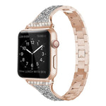 鑲鑽皮革錶帶，適用於 Apple Watch 系列，7 41mm / 6&SE&5&4 40mm / 3&2&1 38mm，7 45mm / 6&SE&5&4 44mm / 3&2&1 42mm
