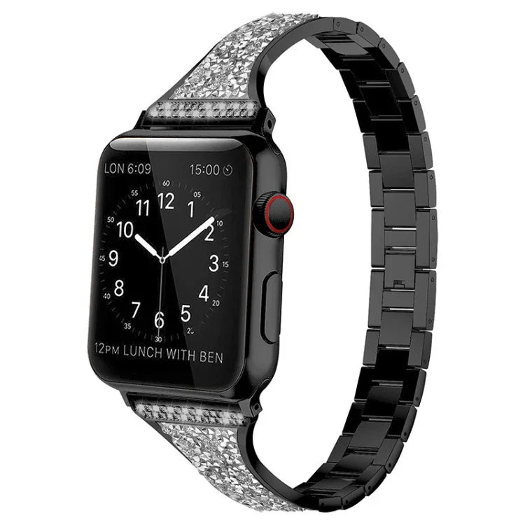 鑲鑽皮革錶帶，適用於 Apple Watch 系列，7 41mm / 6&SE&5&4 40mm / 3&2&1 38mm，7 45mm / 6&SE&5&4 44mm / 3&2&1 42mm