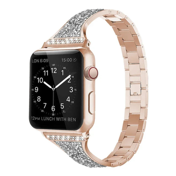 鑲鑽皮革錶帶，適用於 Apple Watch 系列，7 41mm / 6&SE&5&4 40mm / 3&2&1 38mm，7 45mm / 6&SE&5&4 44mm / 3&2&1 42mm