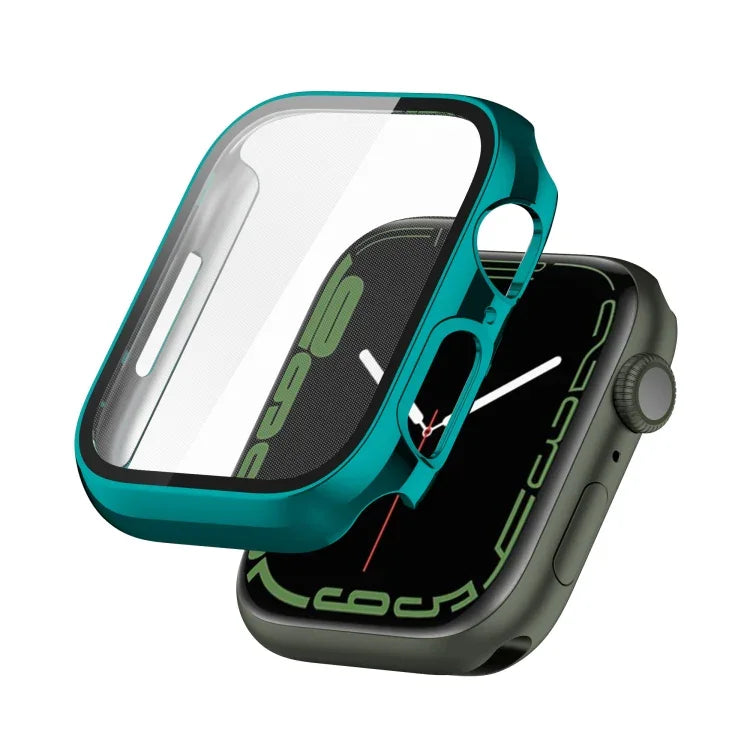 電鍍防震 PC 保護殼附鋼化玻璃膜，適用於 Apple Watch 系列 9 / 8 / 7 41mm，適用於 Apple Watch 系列 9 / 8 / 7 45mm