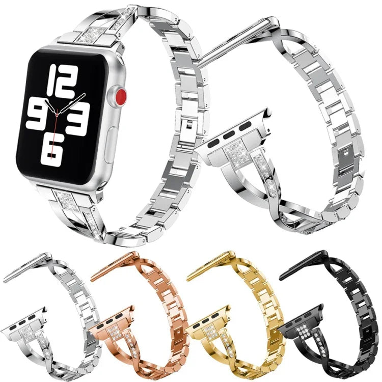 鑲鑽不鏽鋼錶帶，適用於 Apple Watch 系列，7 41mm / 6&SE&5&4 40mm / 3&2&1 38mm，7 45mm / 6&SE&5&4 44mm / 3&2&1 42mm