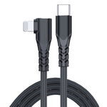 6A PD 20W USB-C / Type-C 轉 8 Pin 彎頭手機數據線，1m，2m