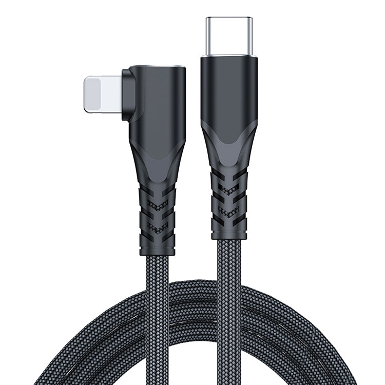 6A PD 20W USB-C / Type-C 轉 8 Pin 彎頭手機數據線，1m，2m