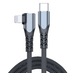 6A PD 20W USB-C / Type-C 轉 8 Pin 彎頭手機數據線，1m，2m