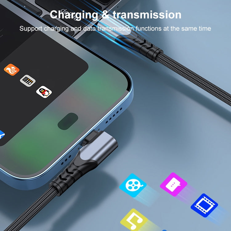 6A PD 20W USB-C / Type-C 轉 8 Pin 彎頭手機數據線，1m，2m
