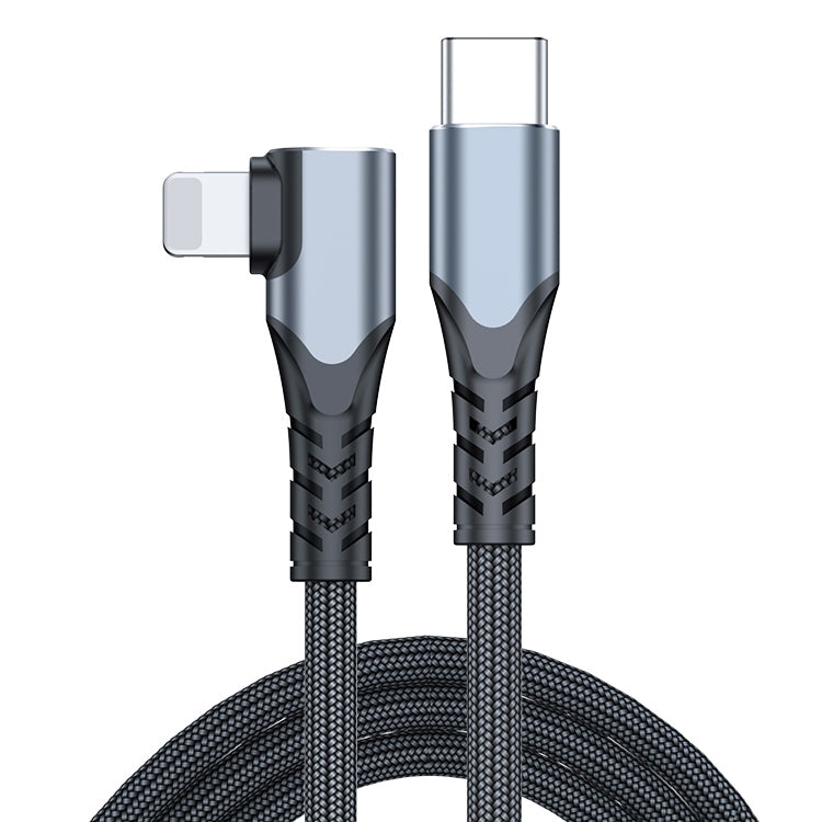 6A PD 20W USB-C / Type-C 轉 8 Pin 彎頭手機數據線，1m，2m