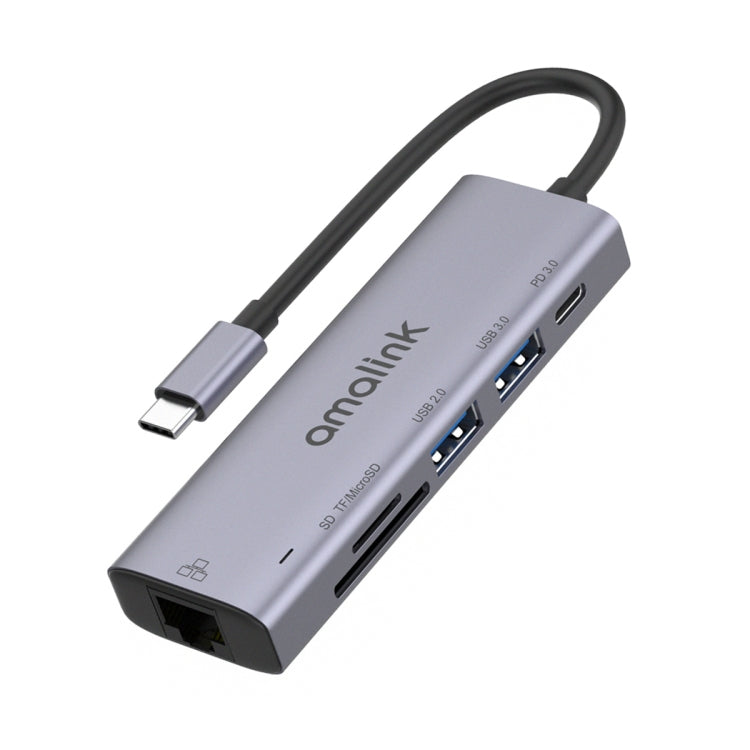 amalink 95122D Type-C / USB-C 轉 RJ45 + 2埠 USB + PD 3.0 多功能集線器，95122D