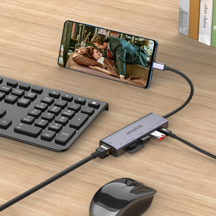 amalink 95122D Type-C / USB-C 轉 RJ45 + 2埠 USB + PD 3.0 多功能集線器，95122D