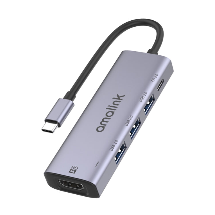 amalink 95123D Type-C / USB-C 轉 HDMI + 3埠 USB + PD 3.0 多功能集線器，95123D
