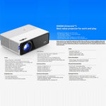D5000 1920x1080P 420ANSI 6000流明LCD + LED高清數位投影機，基礎版，螢幕鏡像，Android 9.0