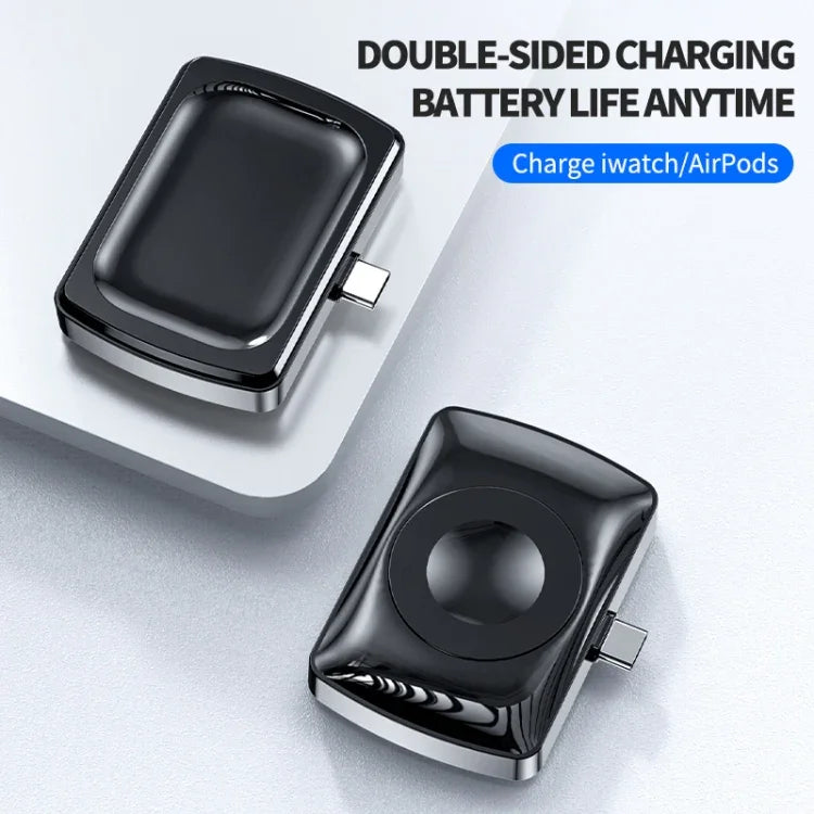 JJT-997 Type-C 介面耳機與手錶雙面無線充電器，適用於 AirPods 與 iWatch