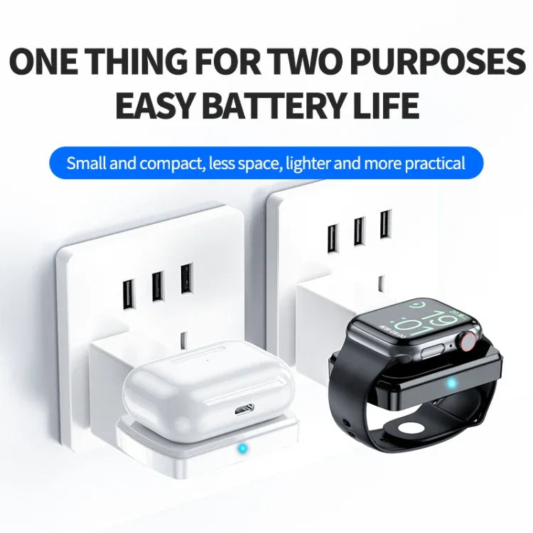 JJT-997 Type-C 介面耳機與手錶雙面無線充電器，適用於 AirPods 與 iWatch