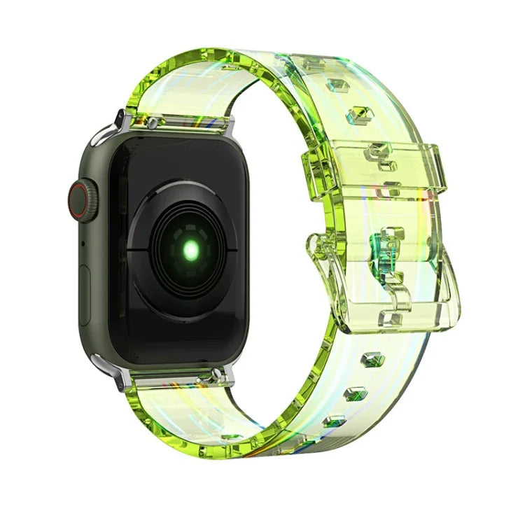 彩色透明矽膠錶帶，適用於 Apple Watch 系列，7 45mm / 6 & SE & 5 & 4 44mm / 3 & 2 & 1 42mm，7 41mm / 6 & SE & 5 & 4 40mm / 3 & 2 & 1 38mm