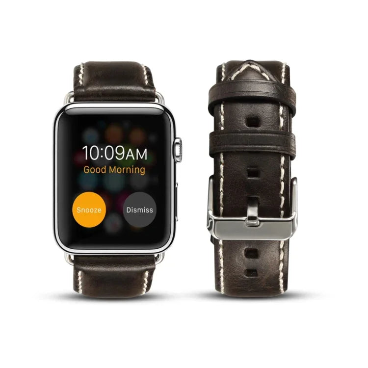 油蠟復古牛皮錶帶，適用於 Apple Watch 系列，適用於 Apple Watch Series 5