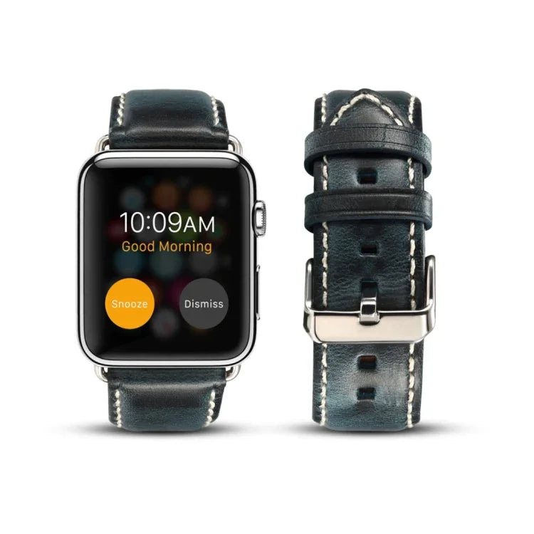 油蠟復古牛皮錶帶，適用於 Apple Watch 系列，適用於 Apple Watch Series 5
