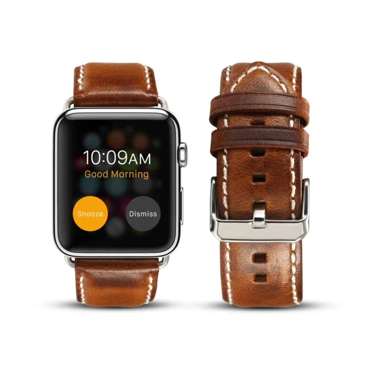 油蠟復古牛皮錶帶，適用於 Apple Watch 系列，適用於 Apple Watch Series 5