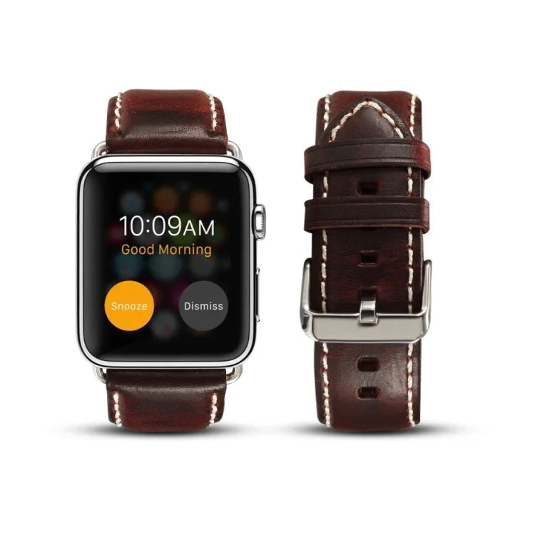 油蠟復古牛皮錶帶，適用於 Apple Watch 系列，適用於 Apple Watch Series 5