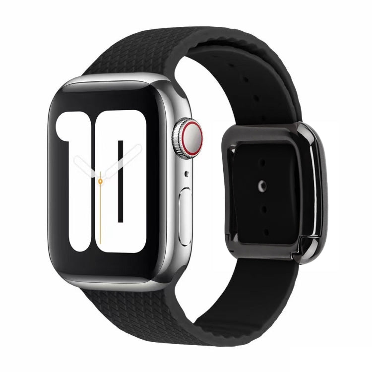 黑色扣環矽膠錶帶，適用於 Apple Watch Series 7 41mm / 6&SE&5&4 40mm / 3&2&1 38mm