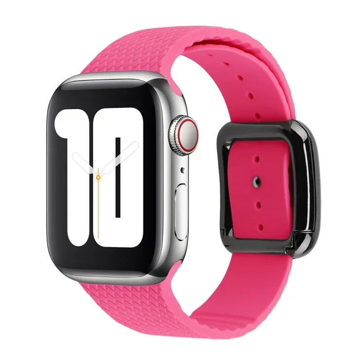 黑色扣環矽膠錶帶，適用於 Apple Watch 系列，7 45mm / 6&SE&5&4 44mm / 3&2&1 42mm