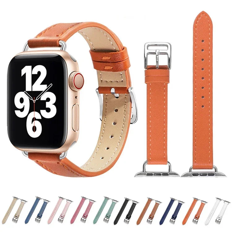 14mm 牛皮皮革錶帶，適用於 Apple Watch 系列，7 41mm/6&SE&5&4 40mm/3&2&1 38mm，7 45mm/6&SE&5&4 44mm/3&2&1 42mm