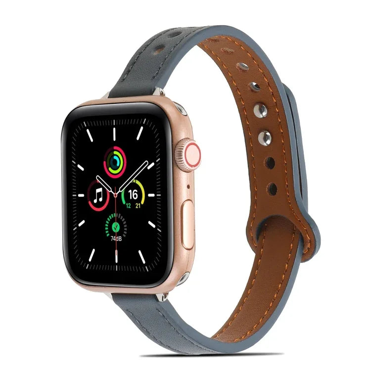 雙鉚釘皮革錶帶，適用於 Apple Watch 系列，7 41mm / 6&SE&5&4 40mm / 3&2&1 38mm，7 45mm / 6&SE&5&4 44mm / 3&2&1 42mm