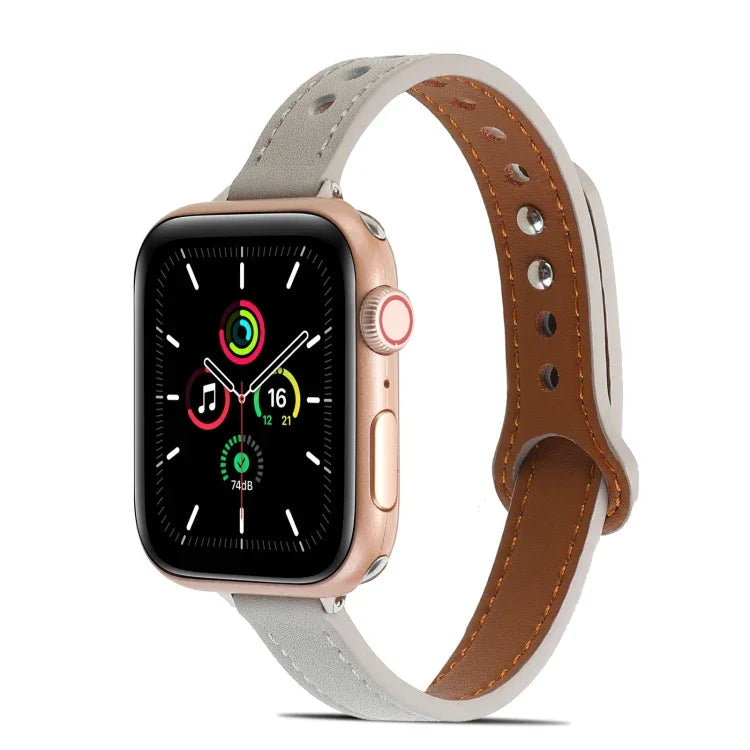 雙鉚釘皮革錶帶，適用於 Apple Watch 系列，7 41mm / 6&SE&5&4 40mm / 3&2&1 38mm，7 45mm / 6&SE&5&4 44mm / 3&2&1 42mm
