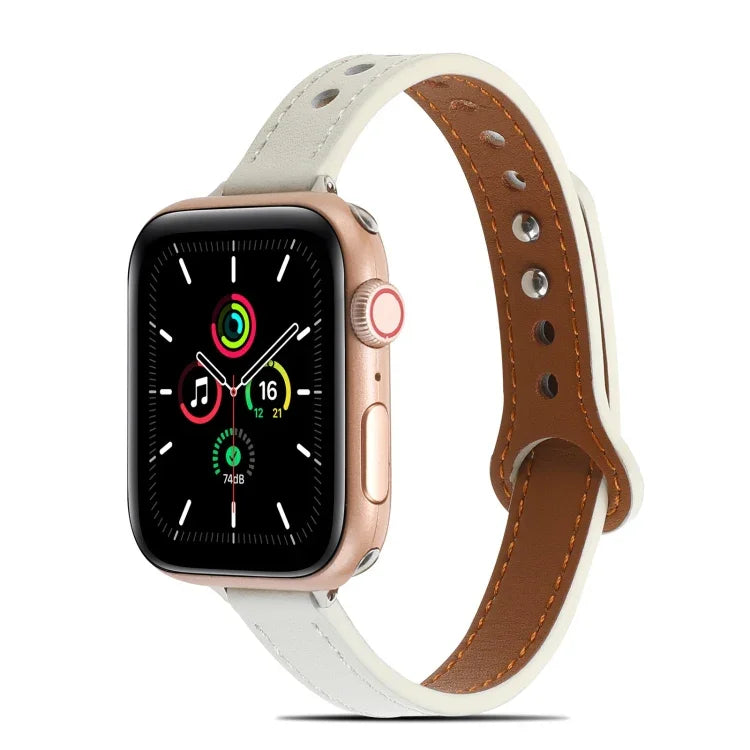 雙鉚釘皮革錶帶，適用於 Apple Watch 系列，7 41mm / 6&SE&5&4 40mm / 3&2&1 38mm，7 45mm / 6&SE&5&4 44mm / 3&2&1 42mm