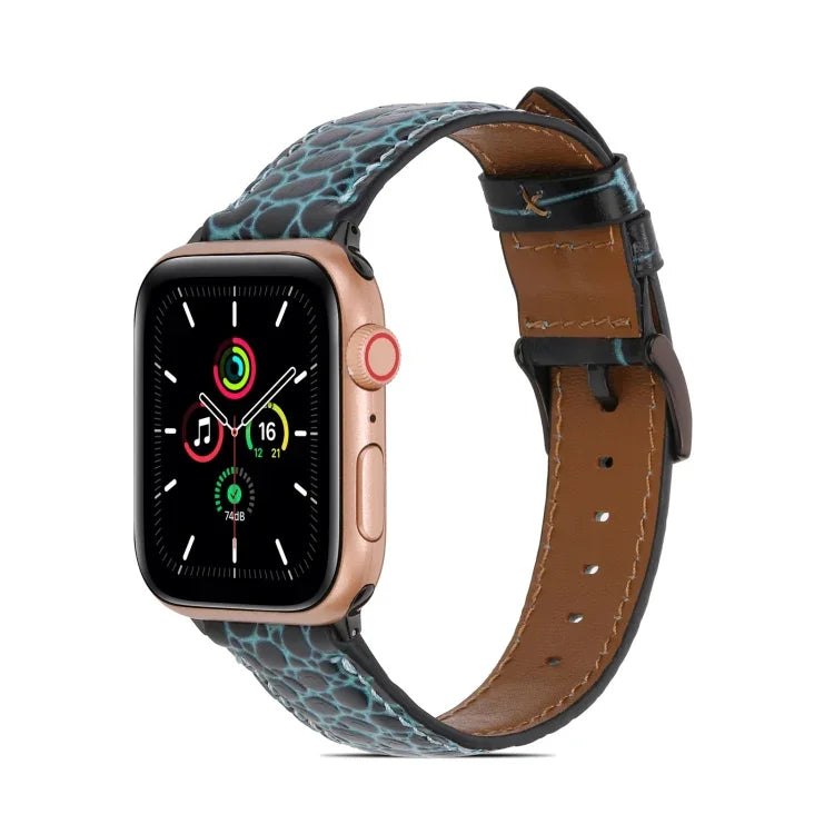 鱷魚紋皮革錶帶，適用於 Apple Watch Series，7 41mm / 6&SE&5&4 40mm / 3&2&1 38mm，7 45mm / 6&SE&5&4 44mm / 3&2&1 42mm