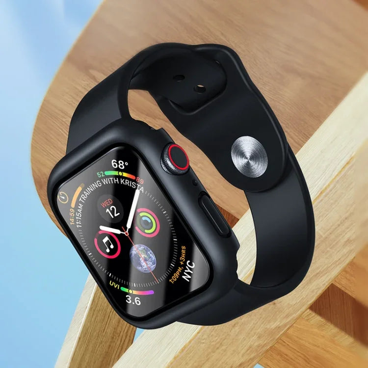 ROCK 2 合 1 PC 框架 + 強化玻璃保護殼，適用於 Apple Watch Series 9 / 8 / 7 41mm，適用於 Apple Watch Series 9 / 8 / 7 45mm