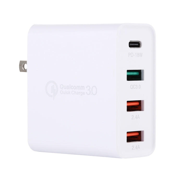 A3 PD 18W USB-C / Type-C + QC3.0 USB + 雙USB介面旅行充電器，美規插頭，歐規插頭，英規插頭