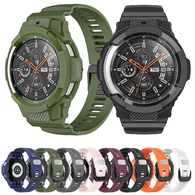 碳纖維運動矽膠一體式錶帶，適用於 Samsung Galaxy Watch4 Classic 42mm