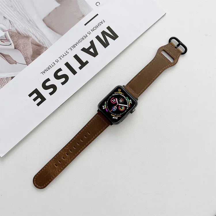 橢圓扣真皮錶帶，適用於 Apple Watch Series，7 41mm / 6&SE&5&4 40mm / 3&2&1 38mm，7 45mm / 6&SE&5&4 44mm / 3&2&1 42mm