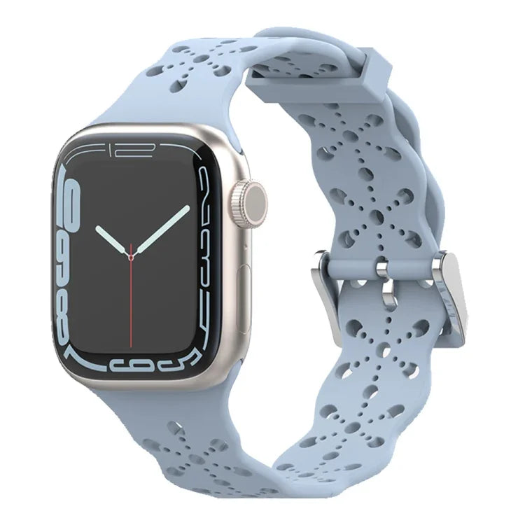 蕾絲矽膠錶帶，適用於 Apple Watch 系列，7 41mm / 6&SE&5&4 40mm / 3&2&1 38mm，7 45mm / 6&SE&5&4 44mm / 3&2&1 42mm