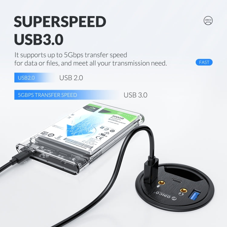 ORICO DESK-4U-BK 4 埠 USB3.0 多功能桌上型集線器