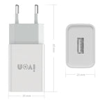 IVON AD-33 2合1 2.1A 單USB埠旅行充電器 + 1米 USB 轉 Micro USB 數據線組合，EU插頭，US插頭