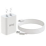 IVON AD-33 2合1 2.1A 單USB埠旅行充電器 + 1米 USB 轉 USB-C / Type-C 數據線組合，EU插頭，US插頭