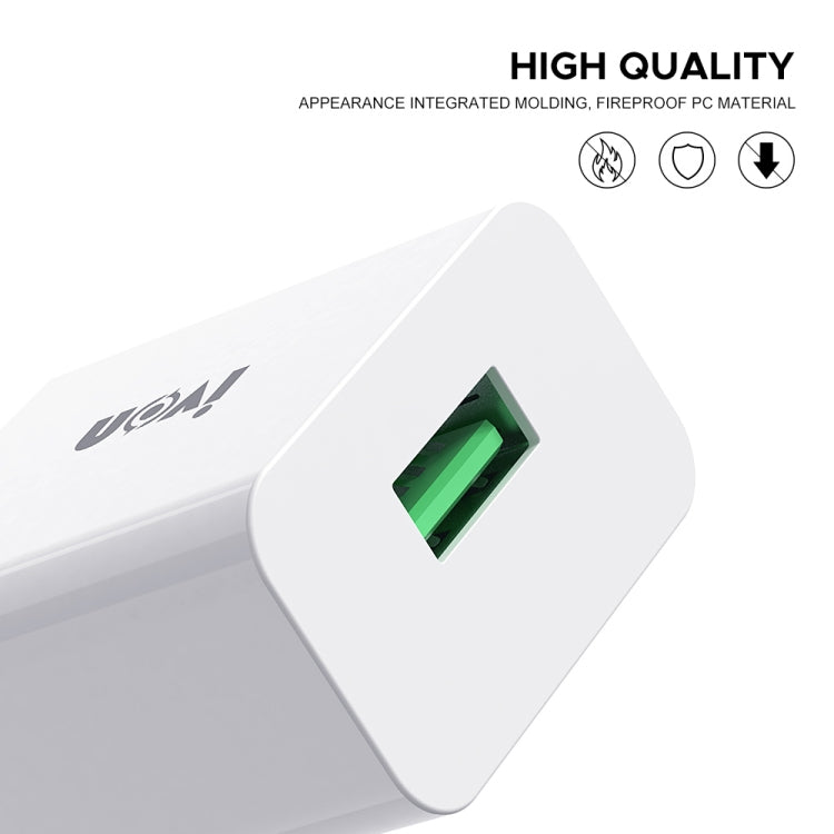 IVON AD-35 2合1 18W QC3.0 USB埠旅行充電器 + 1米 USB 轉 USB-C / Type-C 數據線組合，EU插頭，US插頭