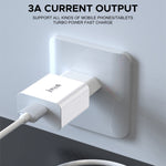 IVON AD-35 2合1 18W QC3.0 USB埠旅行充電器 + 1米 USB 轉 USB-C / Type-C 數據線組合，EU插頭，US插頭
