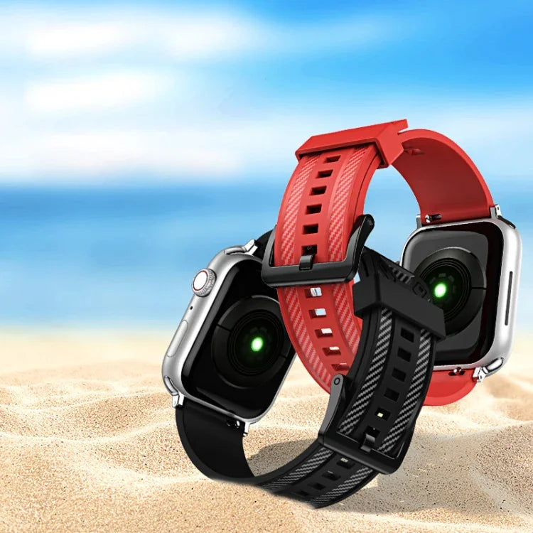 碳纖維紋理錶帶，適用於 Apple Watch 系列，7 41mm / 6&SE&5&4 40mm / 3&2&1 38mm，7 45mm / 6&SE&5&4 44mm / 3&2&1 42mm